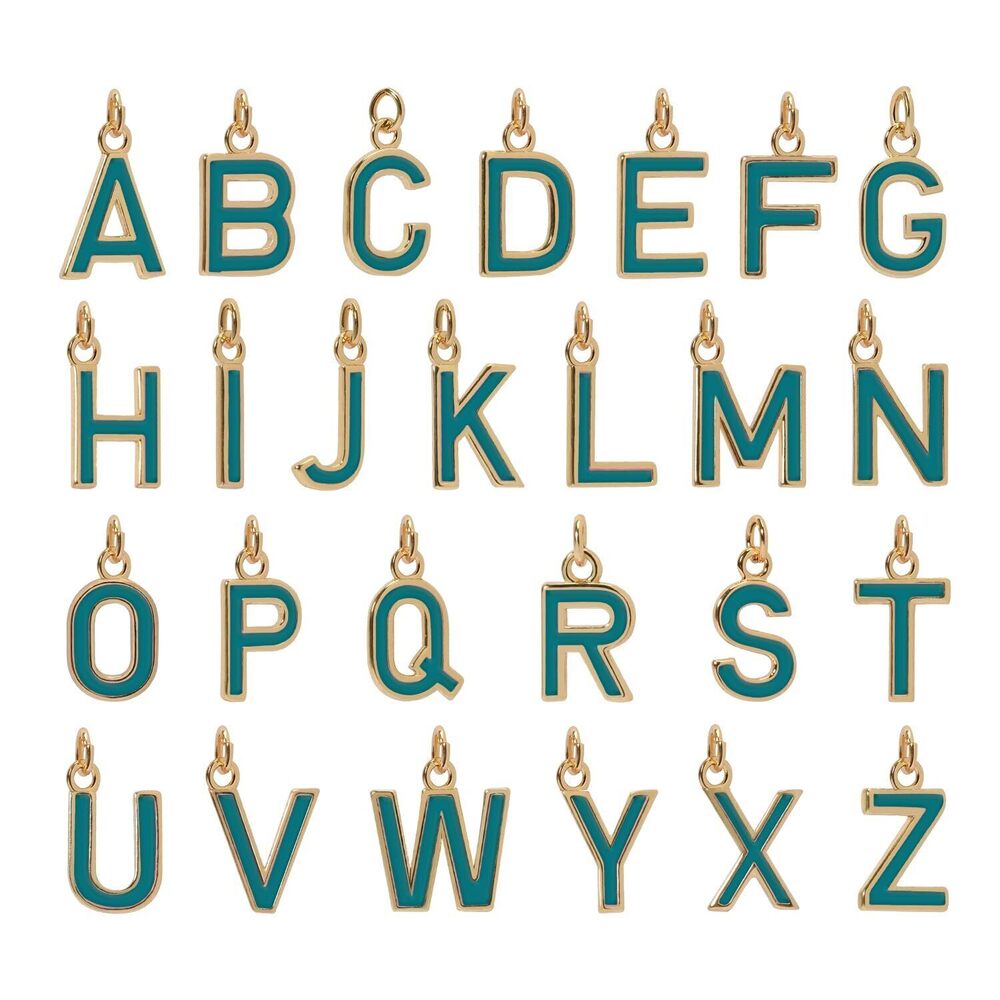 5899 18K Gold Filled A-Z Alphabet Letters Charms, 26Pcs A-Z Enamel Initial